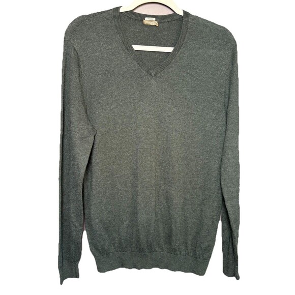 J Mclaughlin Milton Tight Neck Cotton Cashmere V-neck Sweater Size Small Grey - Picture 2 of 7